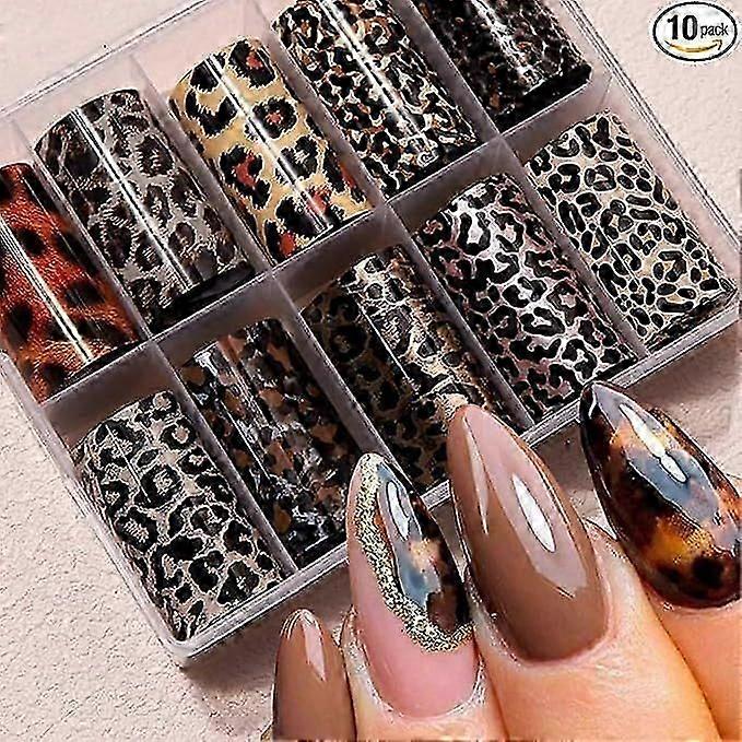10 Pcs Nail Art Transfer Wrap Leopard Print Snake Pattern Nail Stickers Nail Stickers Laser Accessories