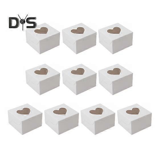 10Pcs Strong Loading Bakery Packing Box Sturdy Practical Wedding Valentine's Day Cake Pastry Case with Heart Window