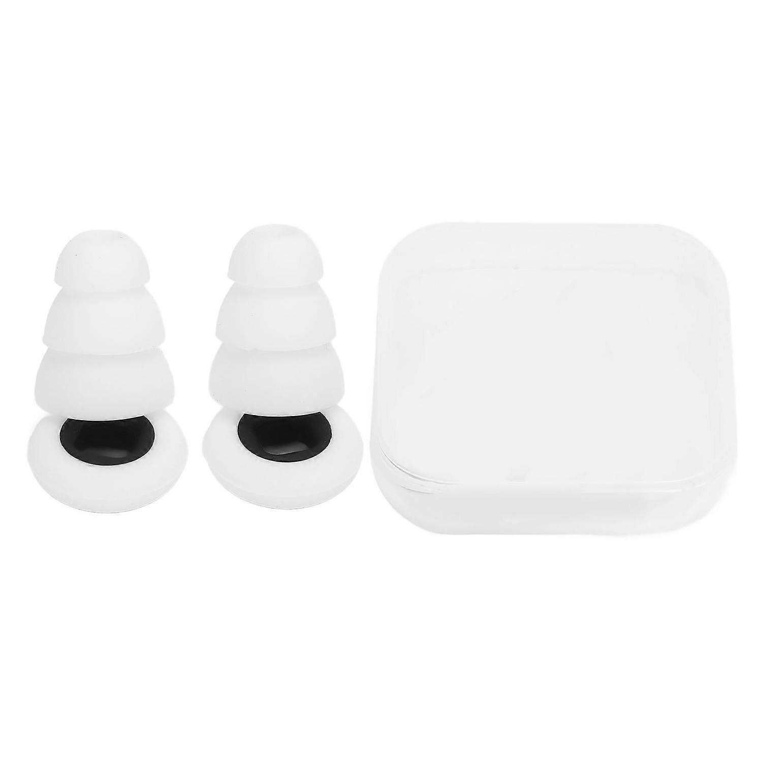 Silicone Earplugs for Sleeping Noise Cancelling Washable 3 Layer Ear Plugs for Travel Use White Blac