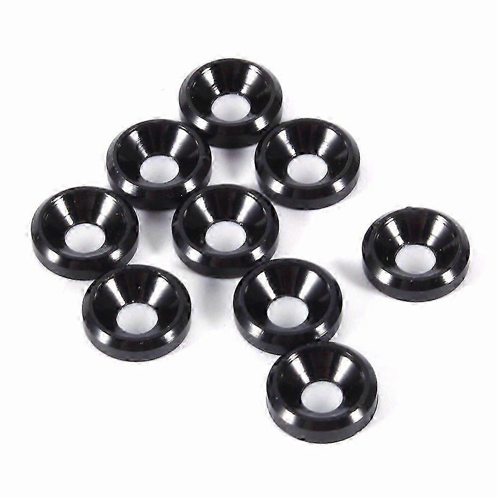 Set of 10 M4 countersunk washers in black anodized aluminum