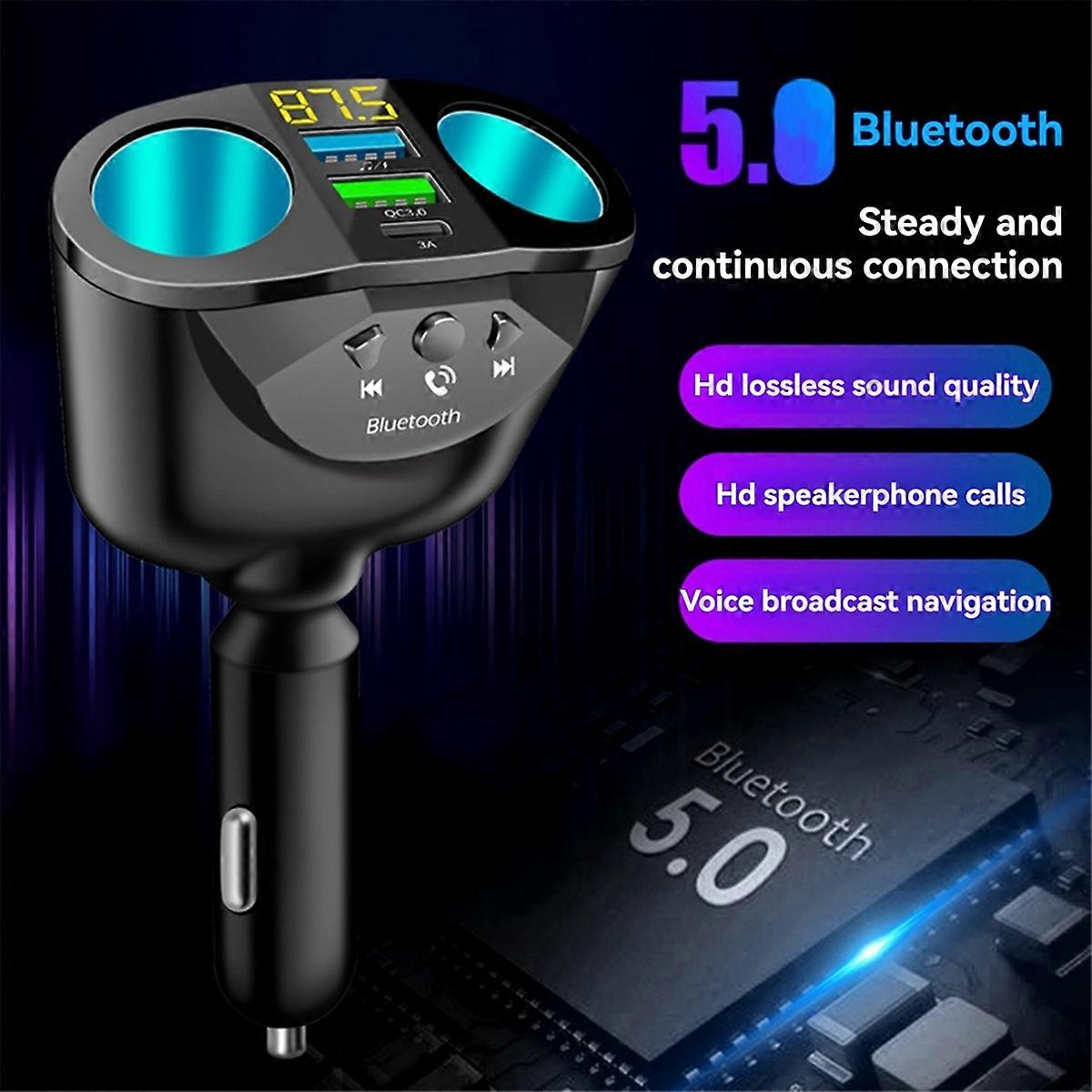 66W USB Type C MP3 Player Car Charger One-to-Four FM Transmitter