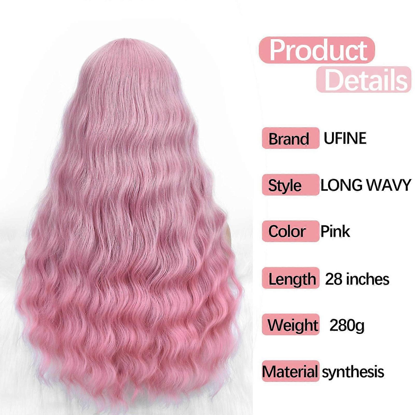 Wig Women's Wavy Long Curly Hair With Natural Bangs In The Center PU2719