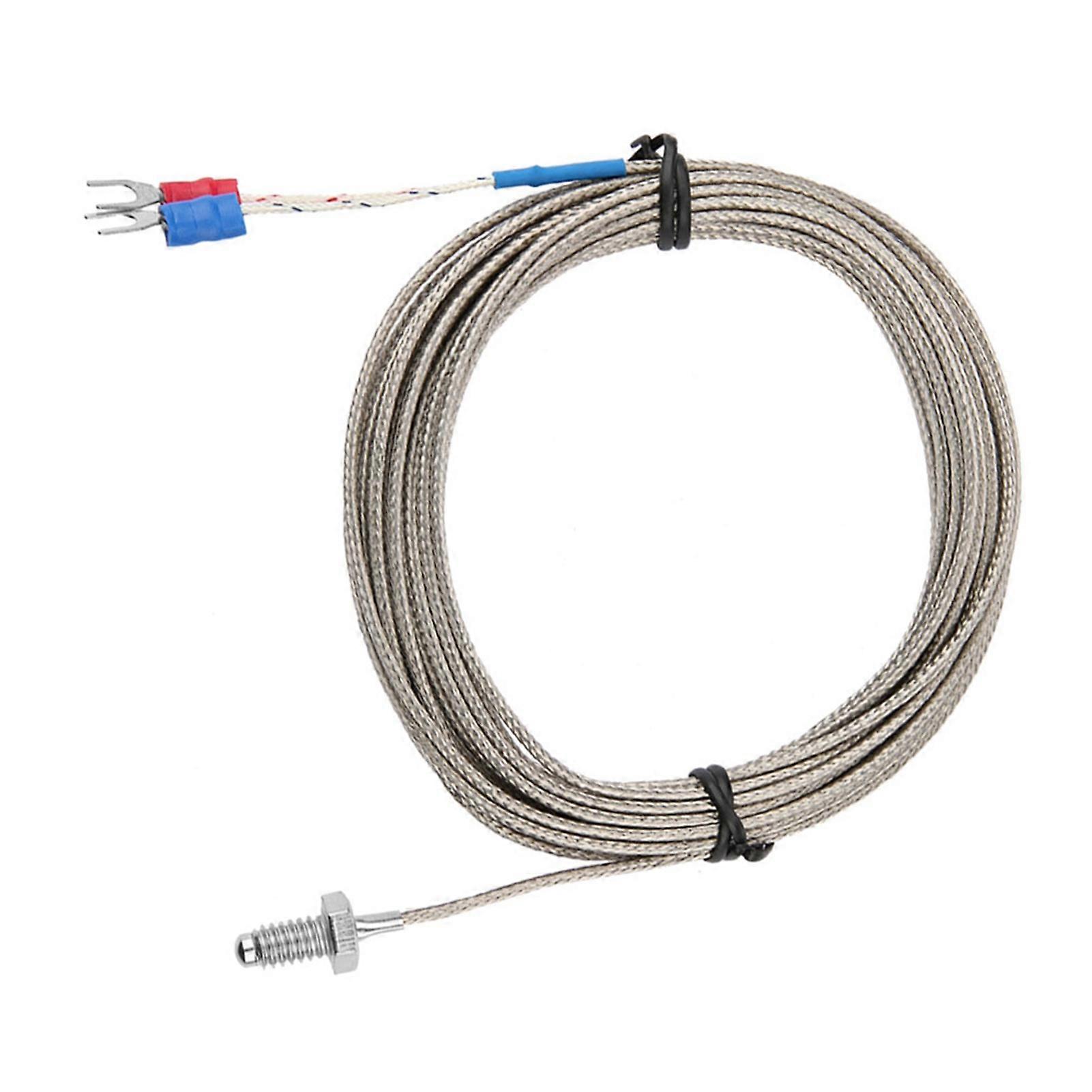 M6 BSW Screw Thread Temperature Measuring Probe K Type Thermocouple Cable, High Measurement Accuracy, Wide Measuring Range, 1-5M Length (5M)