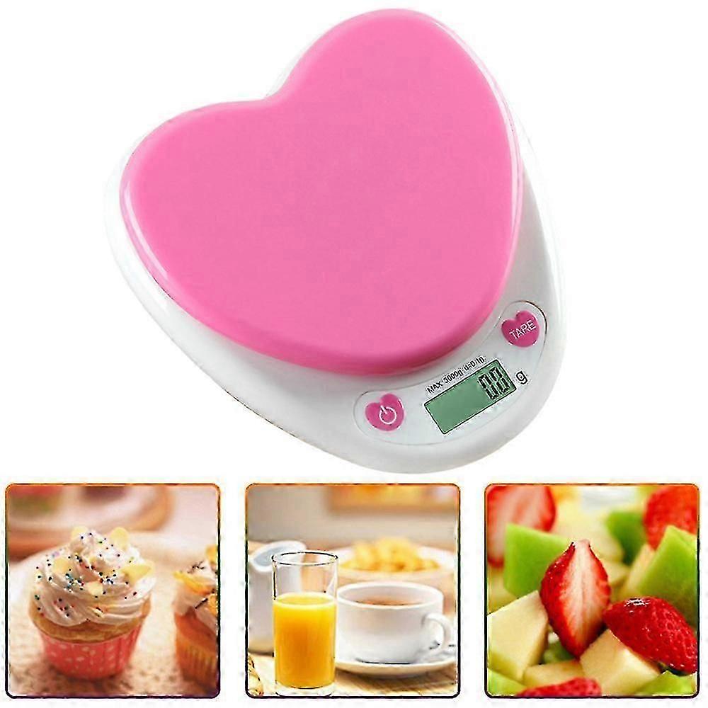 LCD Digital Kitchen Scale Monitor Portable Auto Zero Auto Poweroff Solid Heart Shape Gift Measuring Weight Kitchen Accessories
