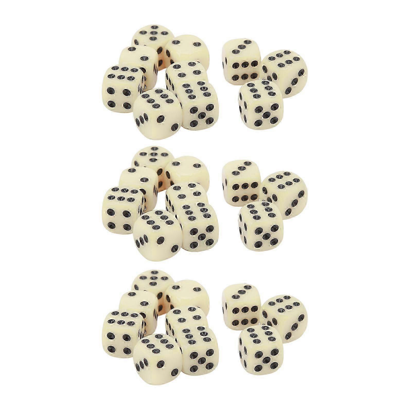 30PCS 16MM Plastic Dice Set with Round Corners for Board Games Beige