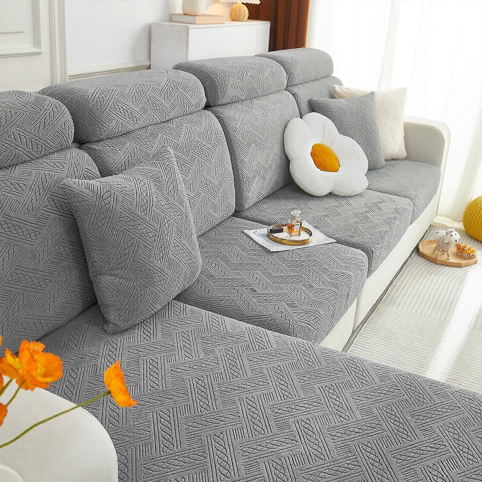 Stretch Magic Couch Cushion Covers for Dog Couch Sofa Slipcover with Elastic Bottom Medium Size