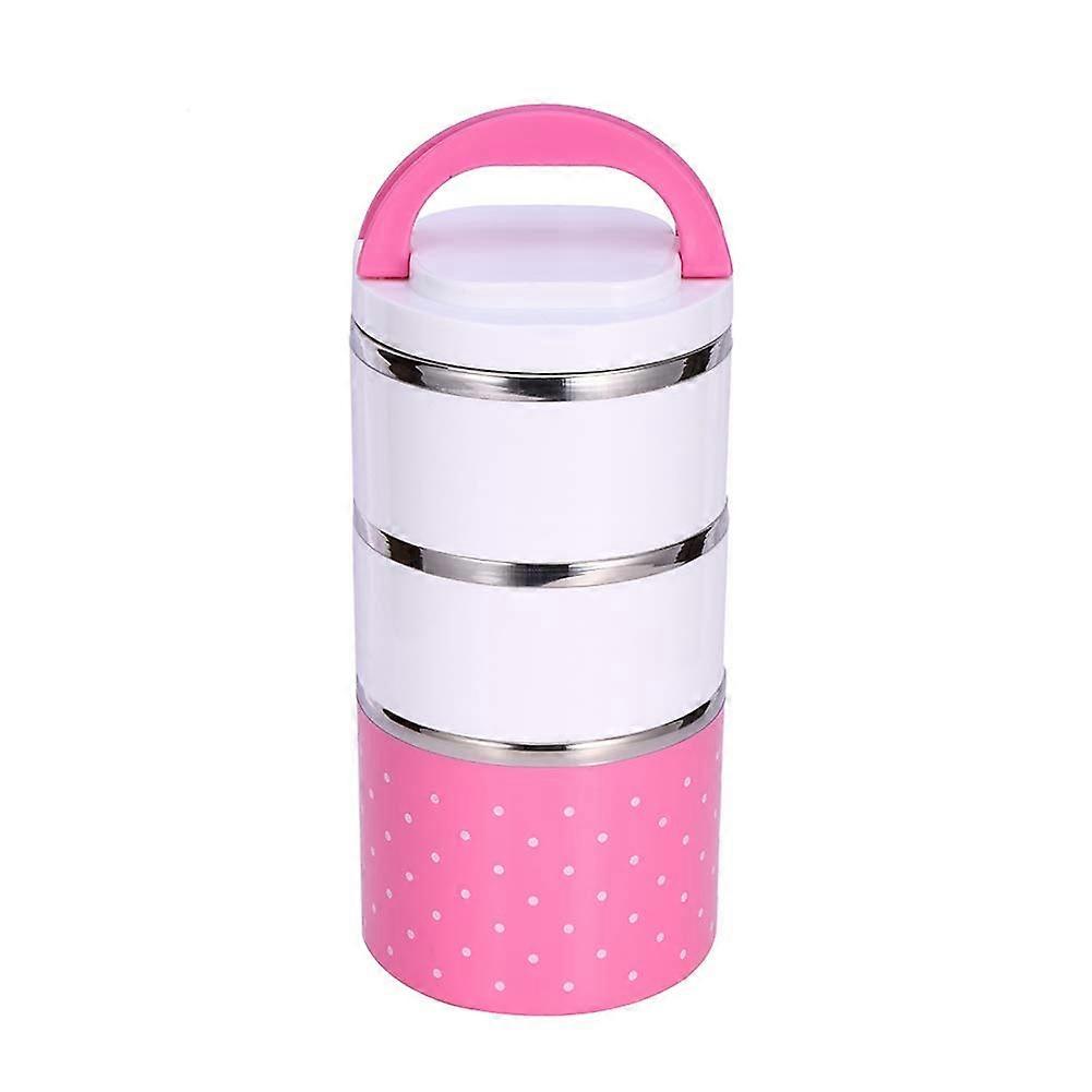 Lunch Box Stainless Steel Inner Food Container 3-Layer Insulated Thermo Storage Box with Double Handles for Meal Prep