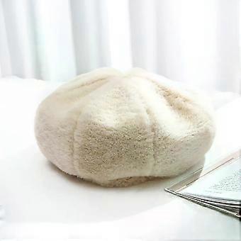 Beret Hat-Plush Warmth,Adjustable Size,Retro Beige for Ladies Beige,Adjustable