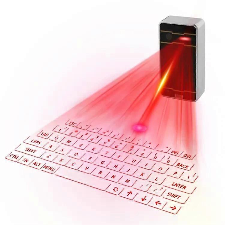 Portable Bluetooth Laser Keyboard Mouse-Wireless Projection Speaker,Silver Silver
