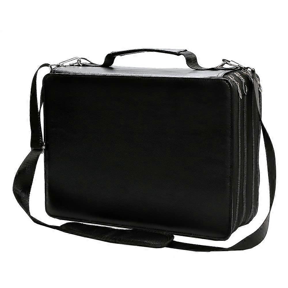 Marker Pen Organizer Case 224 Black Multi-Layer Holder for Art Supplies and Stationery Storage