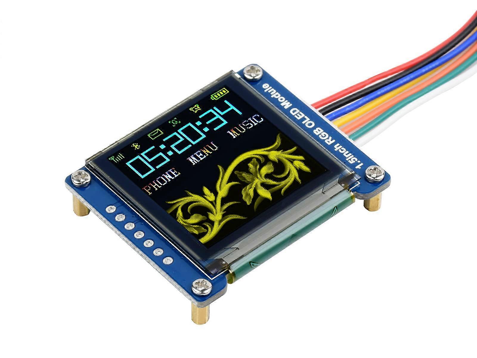 1.5 Inch RGB OLED Display Module 128x128 Pixels 16-Bit Color SPI Interface with Embedded Controller