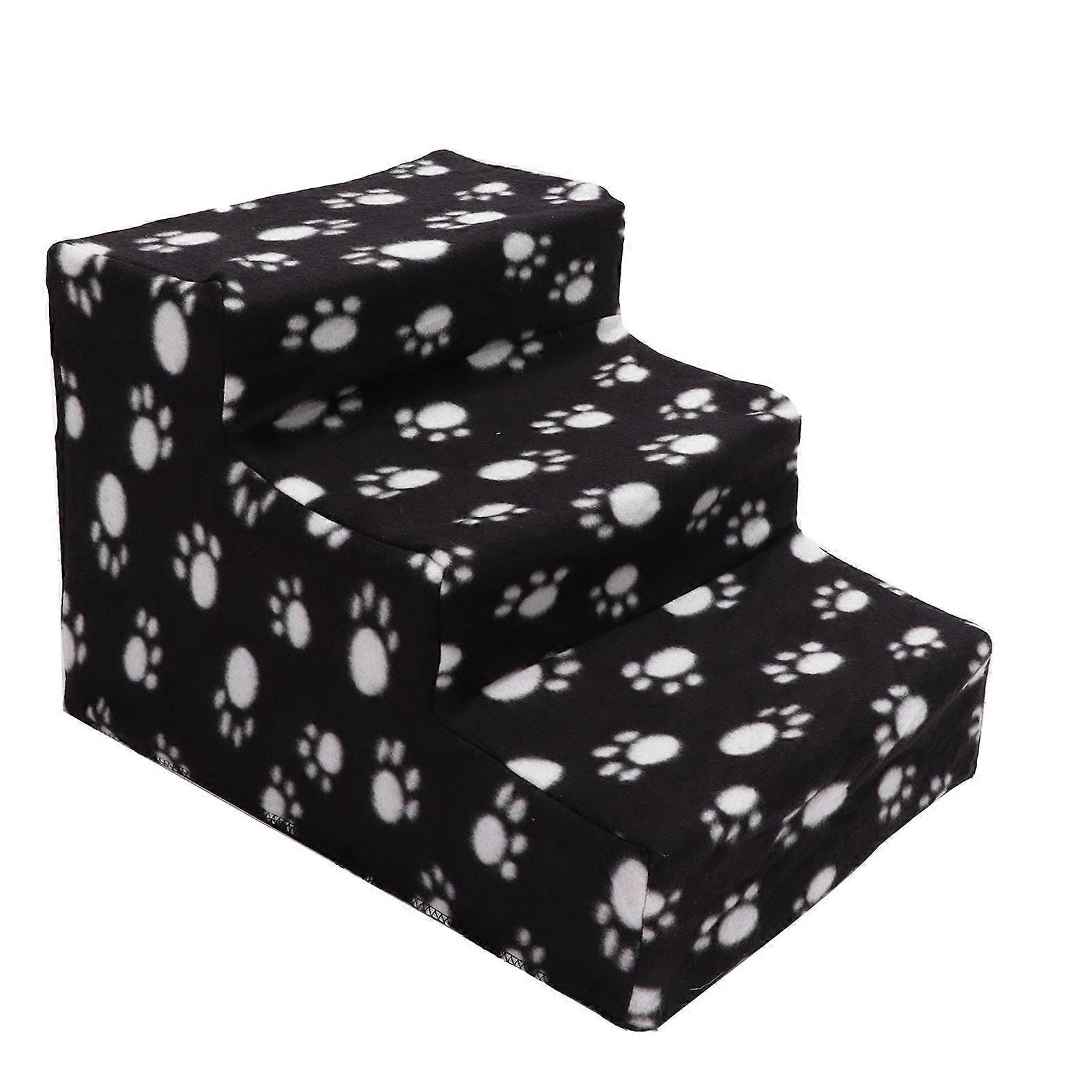 犬の階段、3ステップ滑り止めペットステップポータブルペットラダーペットスロープ、小型、中型、大型犬、猫用、17.7x13.7x12.2インチ