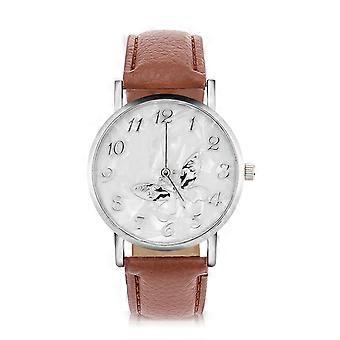 SQCLV Fashionable PU Leather Strap Quartz Watch Women Female Analog Wristwatches Coffee