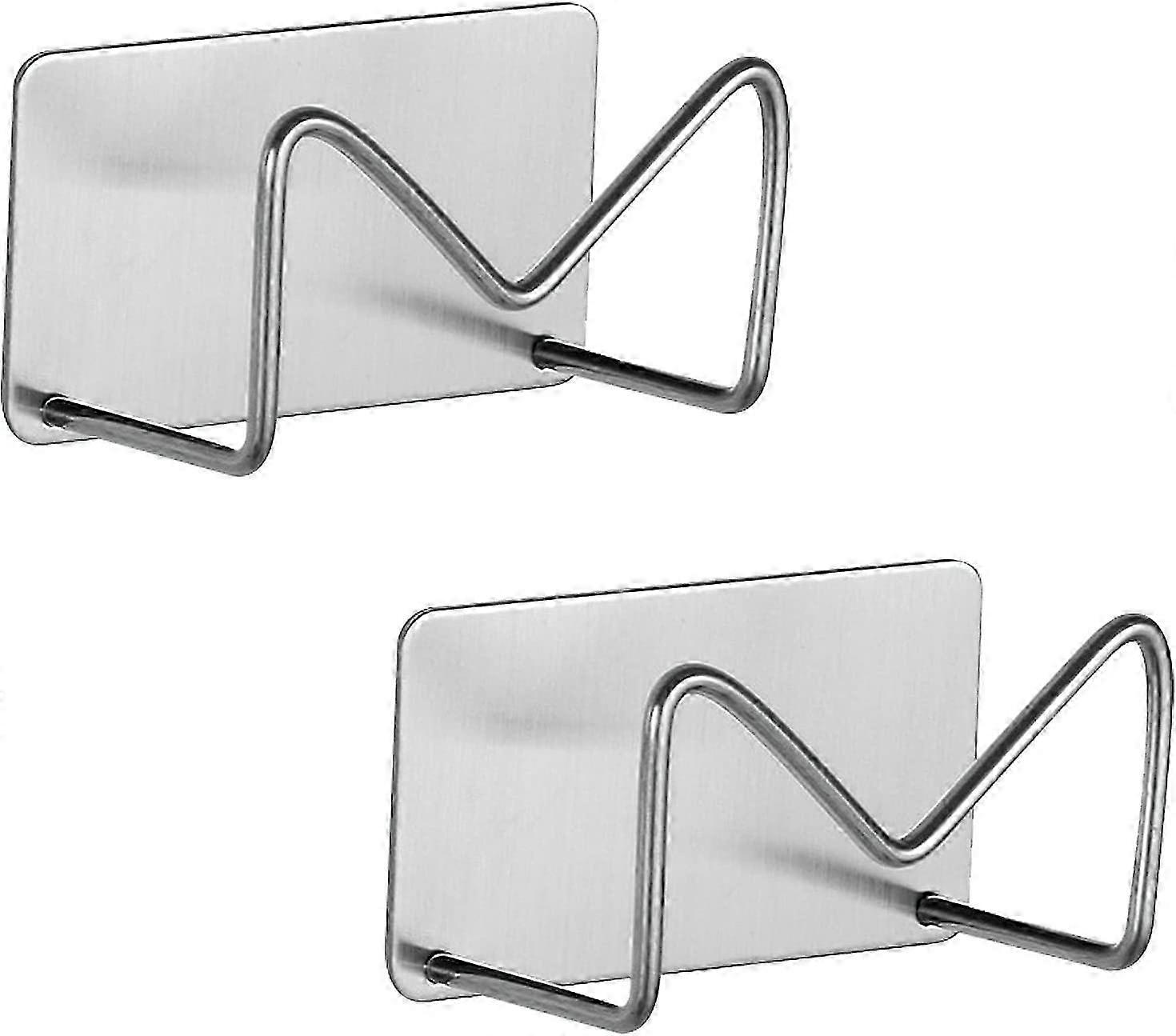 2-Piece Adhesive Stainless Steel and Waterproof Sink Sponge Holders with Quick-Drying Feature for Kitchen Sink Caddy and Brush Pot Lid (M-Type)
