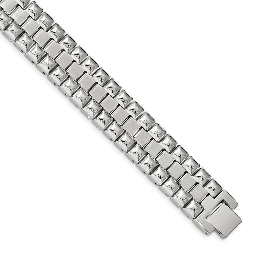 17.08mm Stainless Steel Brushed and Polished Heavy Link Bracelet 8.25 Inch-Link-Bracelet for Women