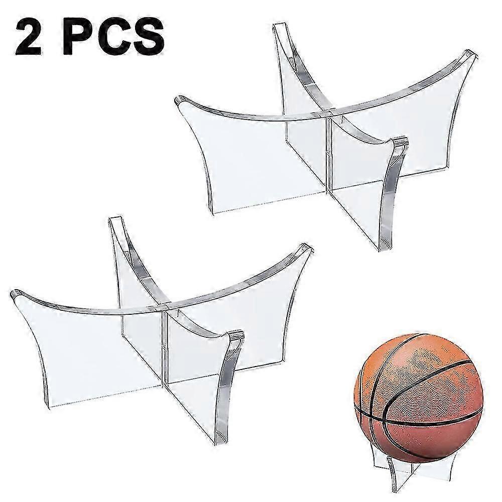 2 Pieces Basketball Stand Holder Football Stand Acrylic Ball Display