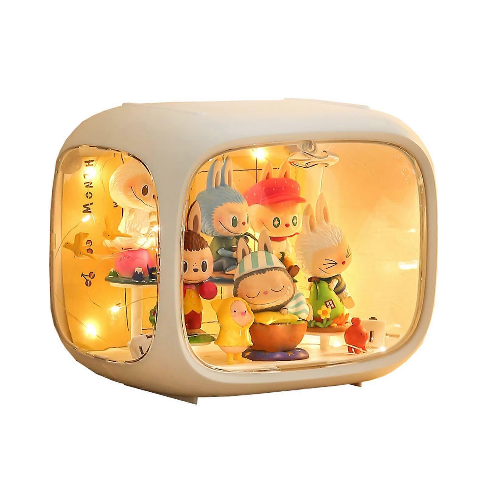 Display case for Figures with Light Adjustable Display Stand Clear Acrylic Display Box