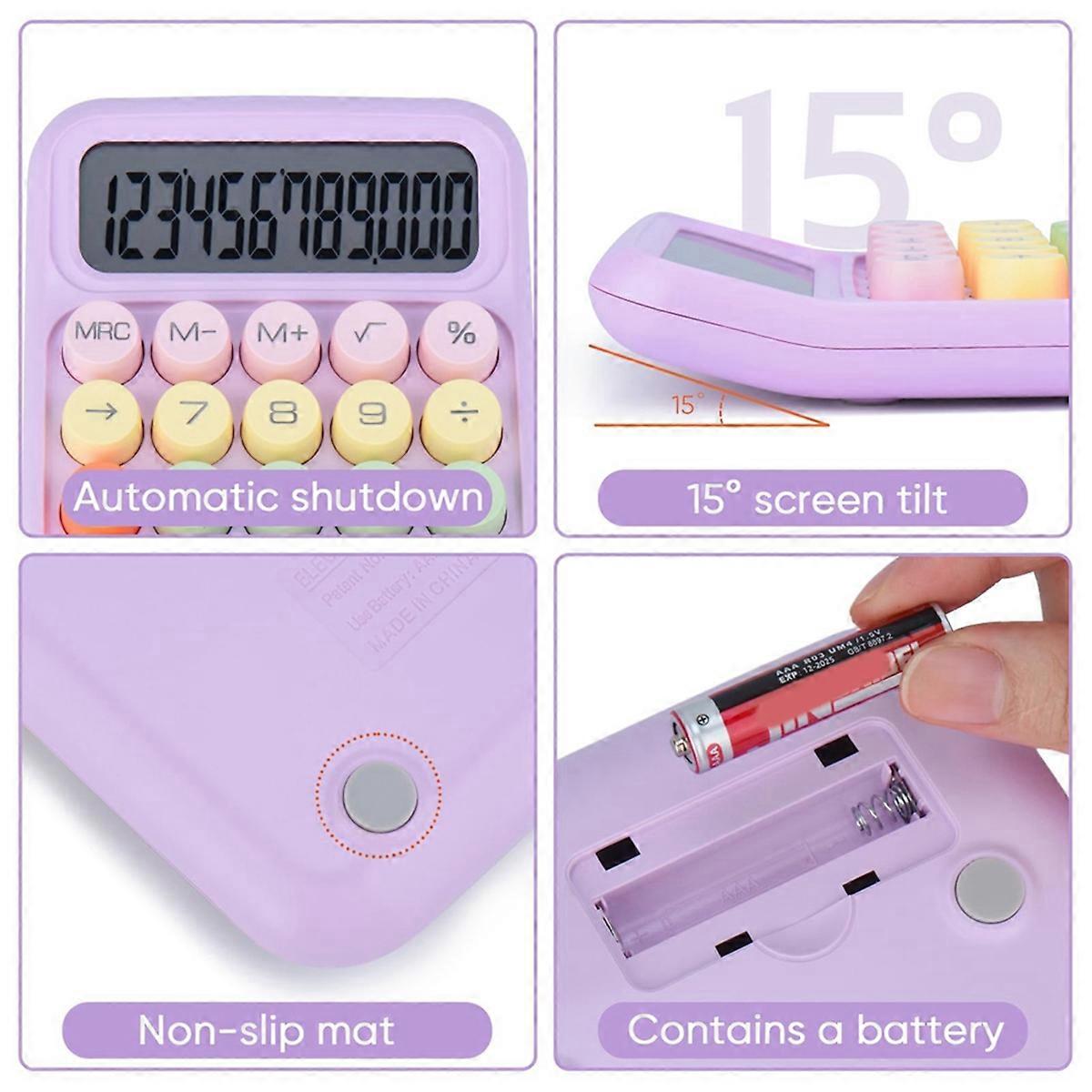Mechanical Pushbutton Calculator, 12 Digit LCD Display,