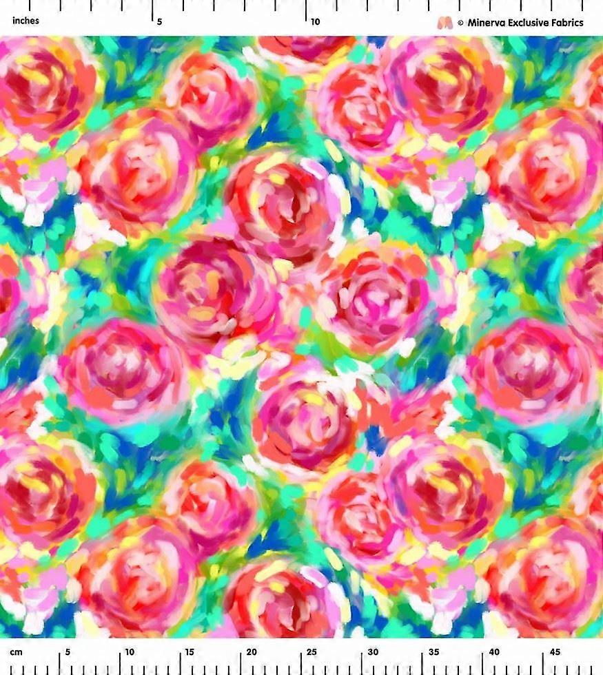Minerva Exclusive Reeling Roses Viscose Challis Fabric Multicoloured - per metre