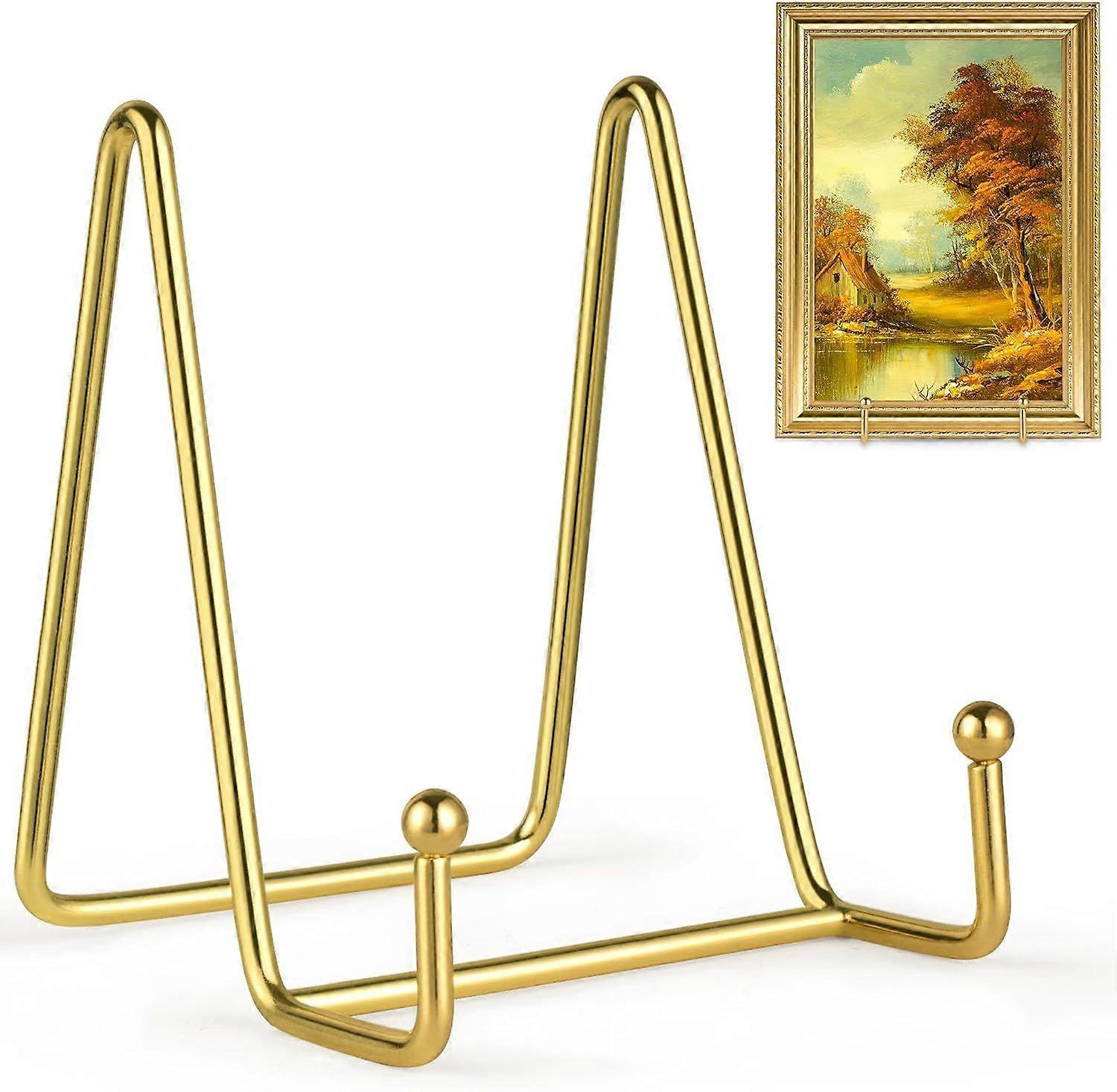 Inch Plate Holders for Display, Upgraded Gold Display Stand Iron Easel Photo Frame Holder Metal Stands for Picture, Decorative Plate, Shelves and Art