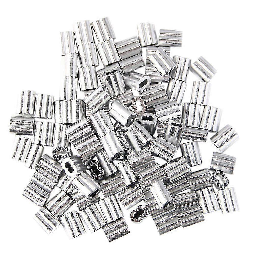 100pcs Aluminum Crimping Loop Sleeve compatible with 3mm Diameter Wire Rope and Cable