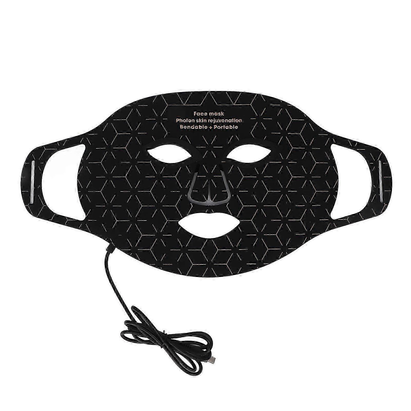 Beauty Led Light Face Device Silicone Skin Rejuvenation Wrinkle Pimples Removal 3 Gears Colors Light Face Device Black