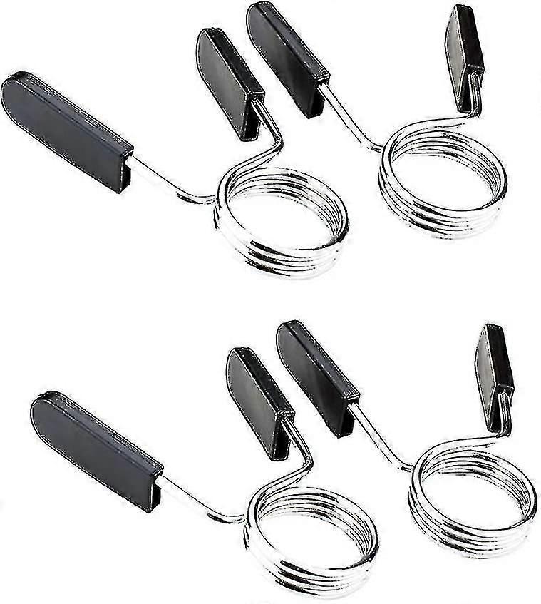 2 أزواج 0.1 بوصة الربيع كليب الياقات ، 25 ملليمتر 4 قطع الحديد المشابك فقط متوافق قفل القياسي السلس الصلبة قضيب الدمبل بار كليب المشابك