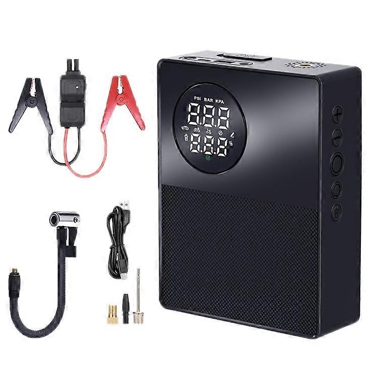 8800mAh 35C Car Jump Starter Air Pump Inflator Emergency Battery Power Bank LED Light, Smart Battery Clip Cable
