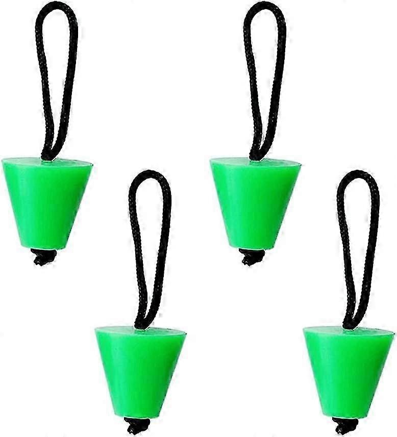 Green 4Pcs Universal Silicone Scupper Plugs for Drain Holes, Compatible with Kayaks, Includes Lanyard for Easy Handling