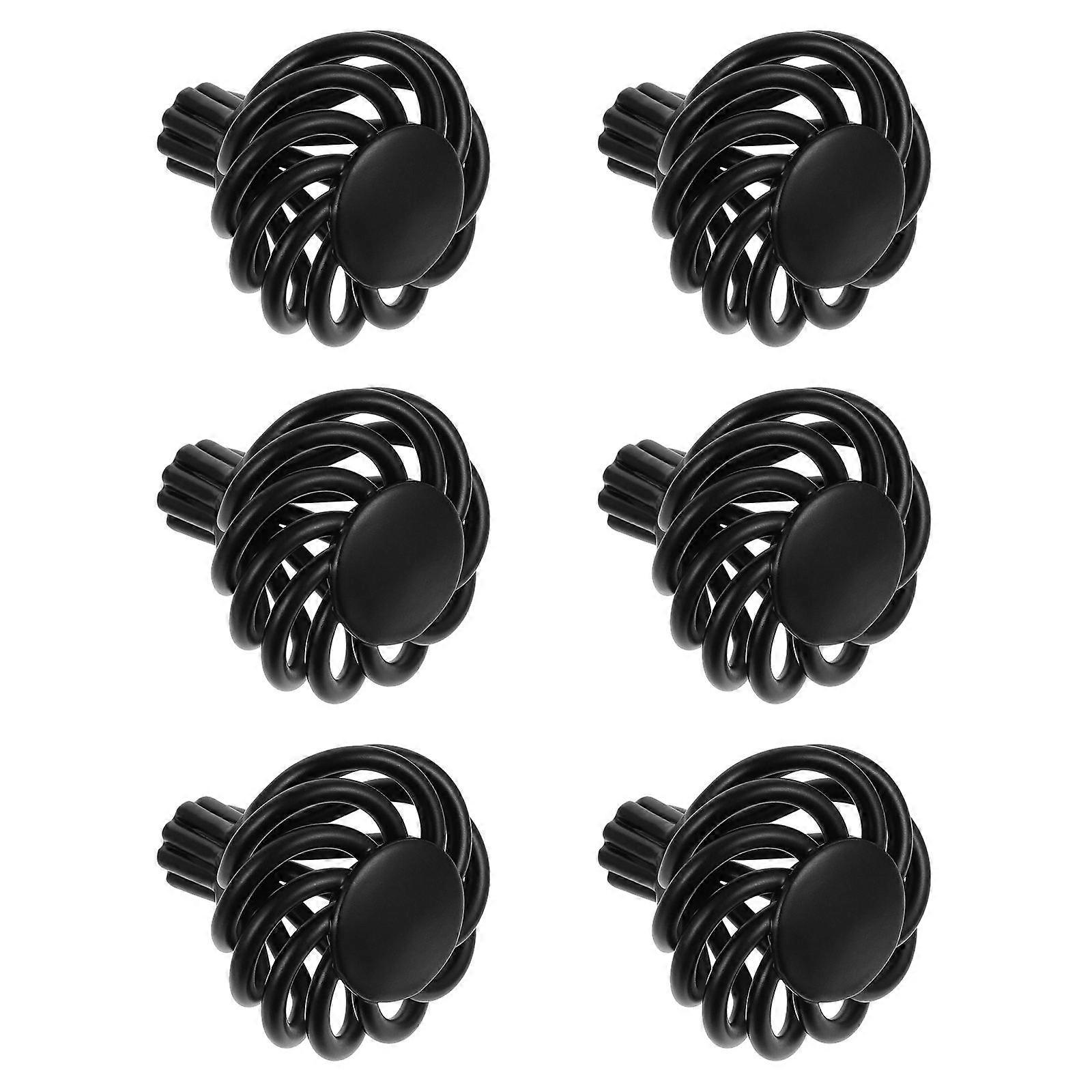 Black Zinc Alloy Birdcage Round Cabinet Knobs for Door with Smooth Surface 6 Pieces