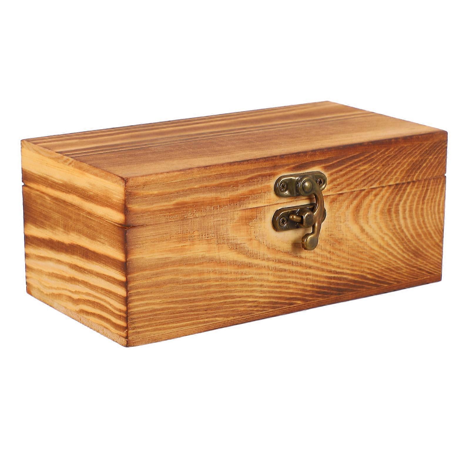 Vintage Tea Chest 1Pc Rectangular Brown Tea Storage Box Multi-Purpose Storage for Family 17X10X7CM