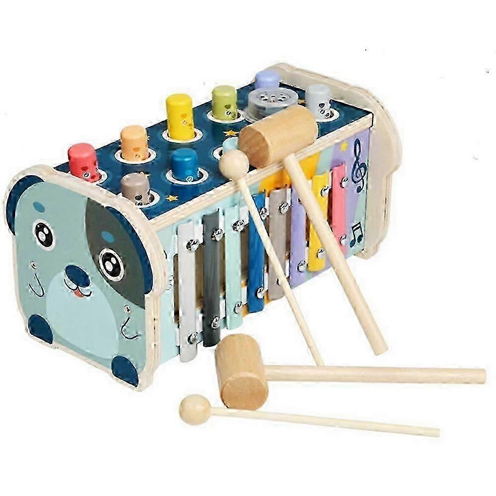 Whack A Mole Xylophone Toy with Puzzle Wooden Educational Beating Game for Toddlers