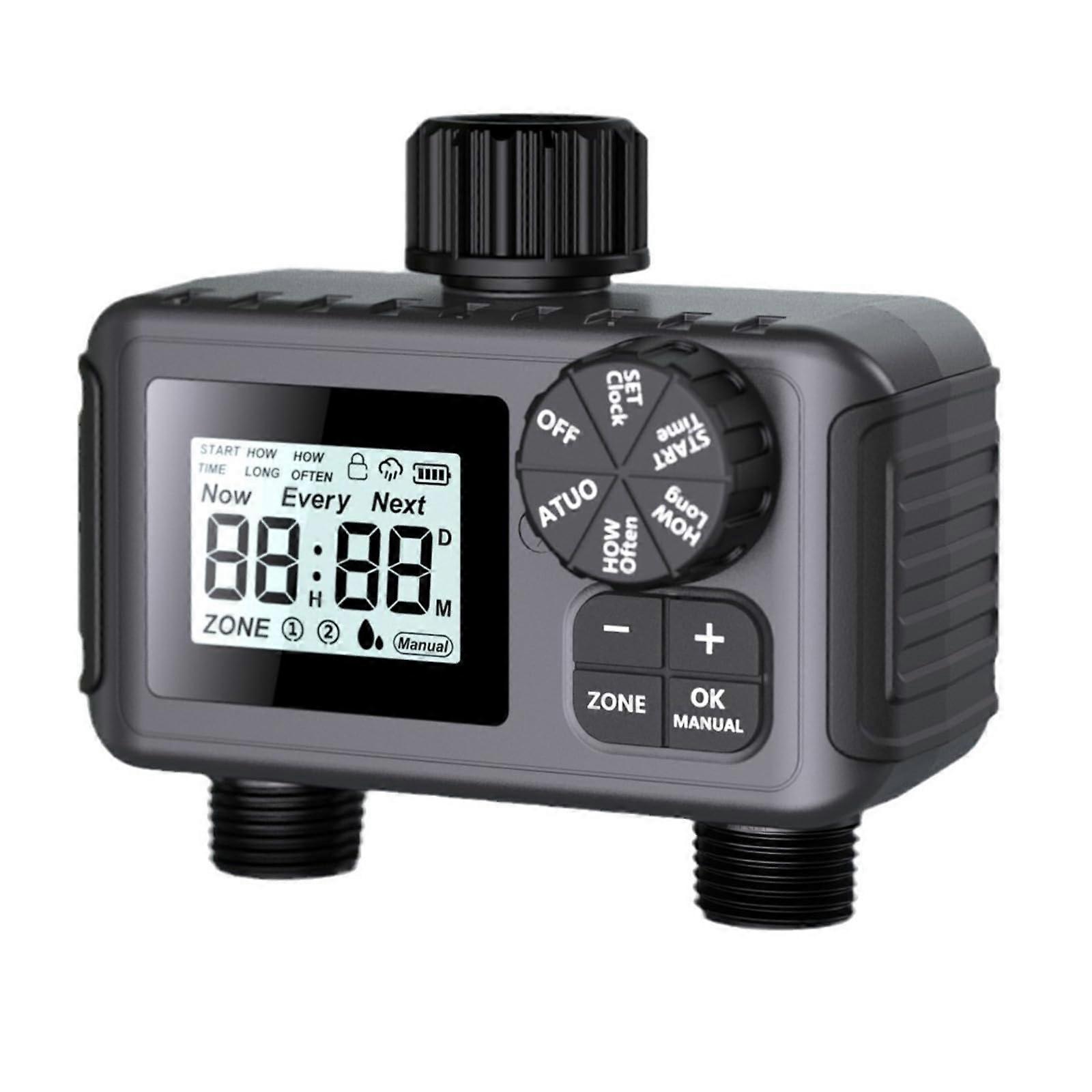 2 Zone Sprinkler Timer Automatic Programmable Garden Water Timer Outdoor Irrigation Timer Lawn Irrigation Controller