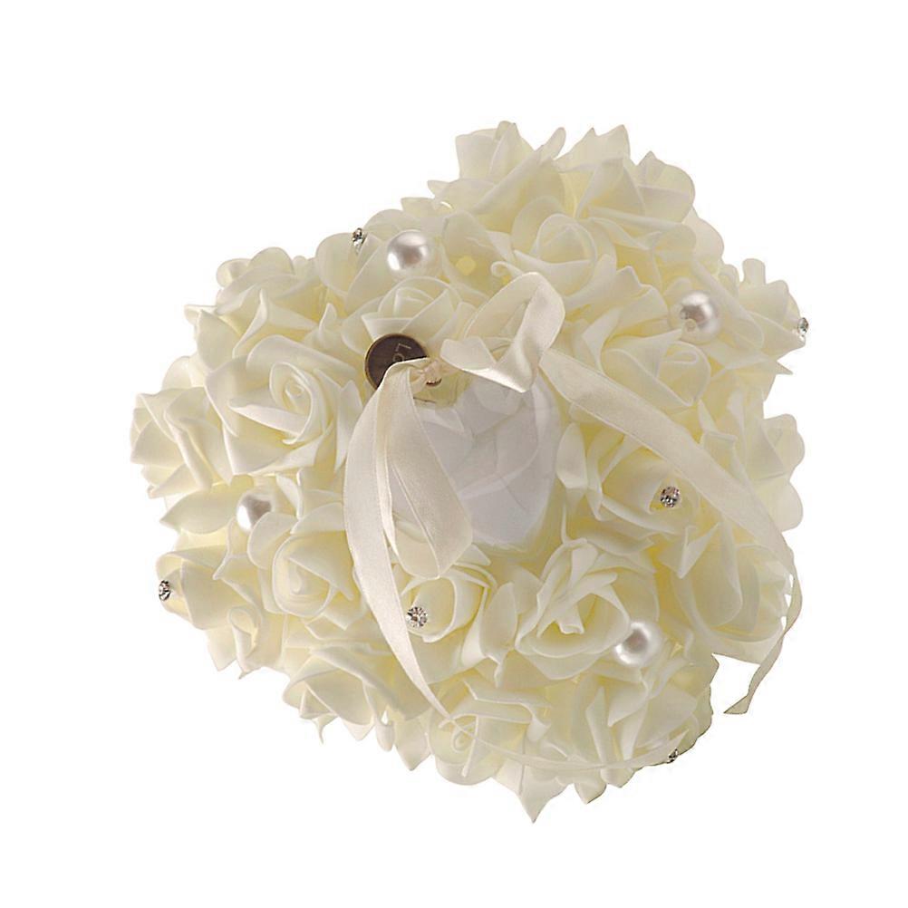 Ring Pillow Heart Shape Wedding Ceremony Decorative Foam 1Set