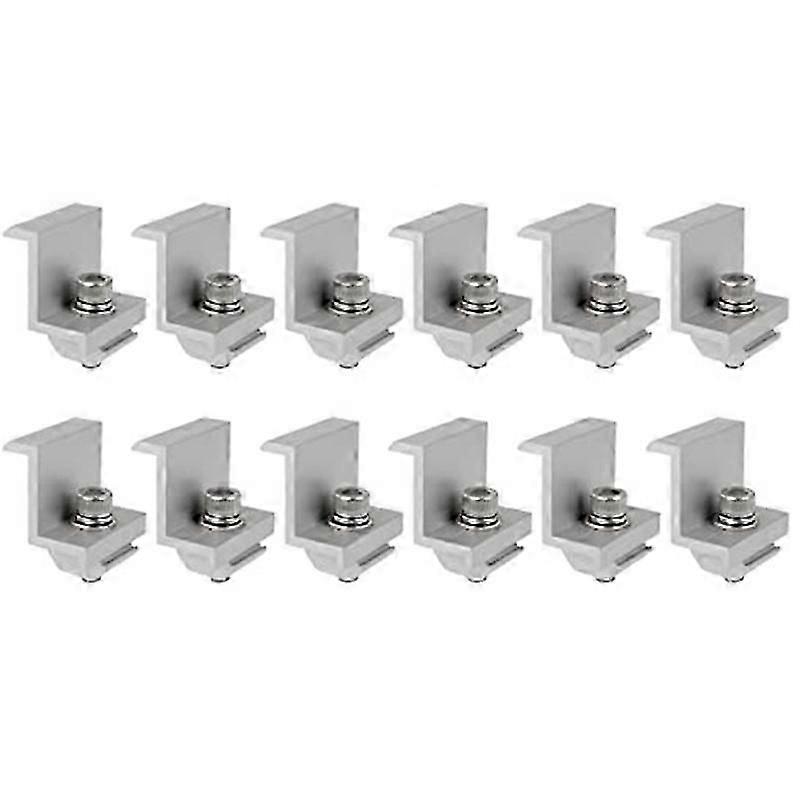 12-Piece Solar Panel Clamp Kit for Roof Mounting Brackets, Adjustable End & Side Clamps for PV Modules