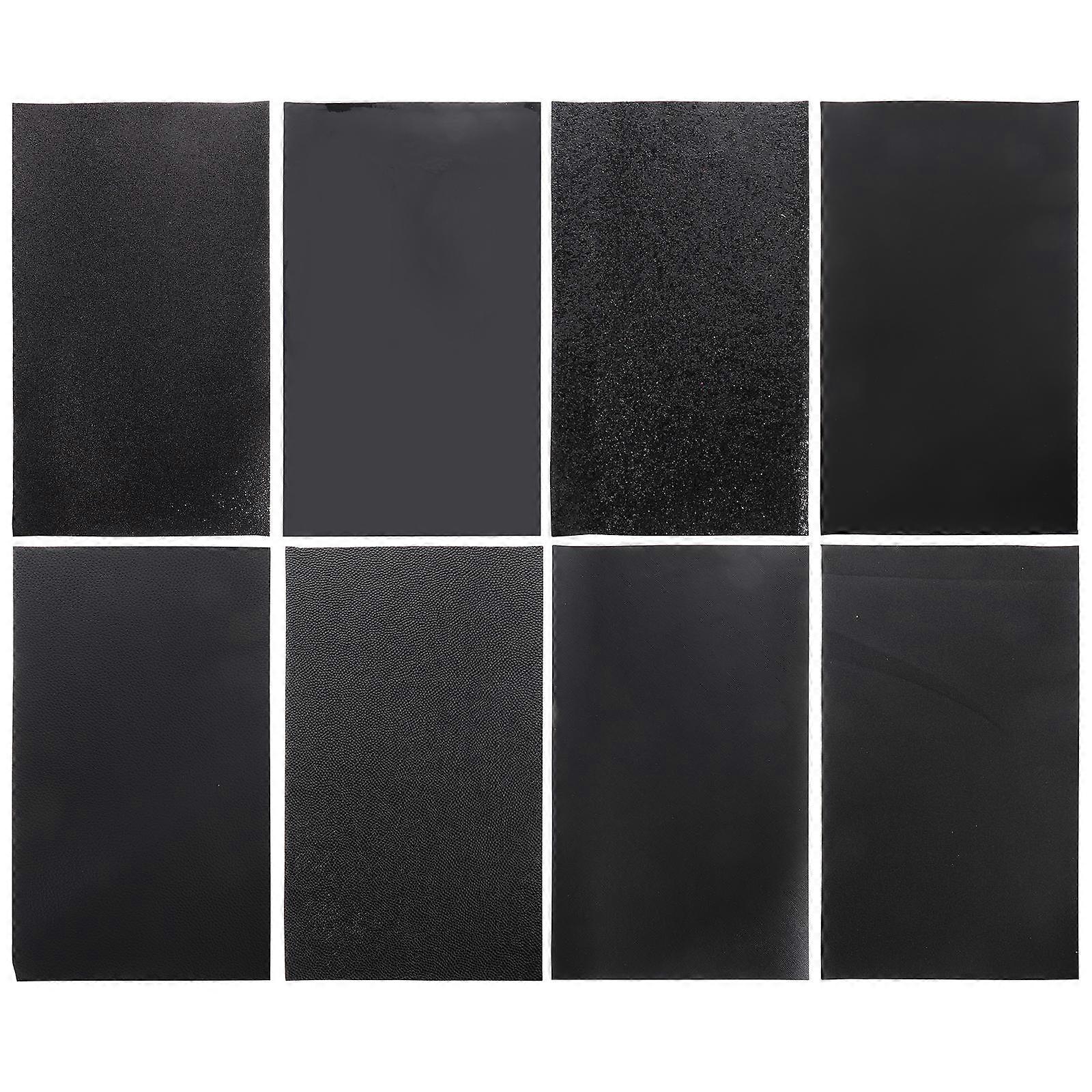 Quilting Material Faux Leather Sheet Craft Sewing Sheet Artificial Fabric Diy Projects Rectangular Black 8Set
