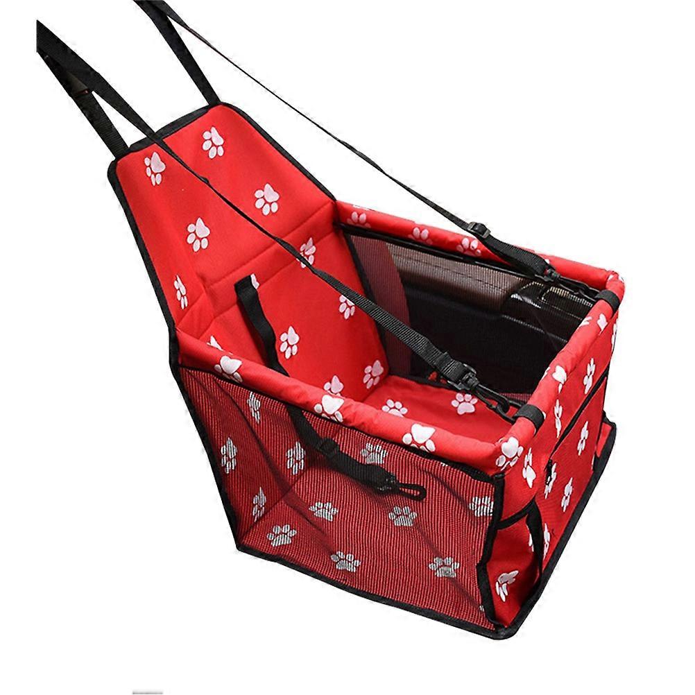 Pet Carrier Bag Rectangular Design for Car Travel Polyester Oxford Fabric Red 40*32*24cm 1Pack