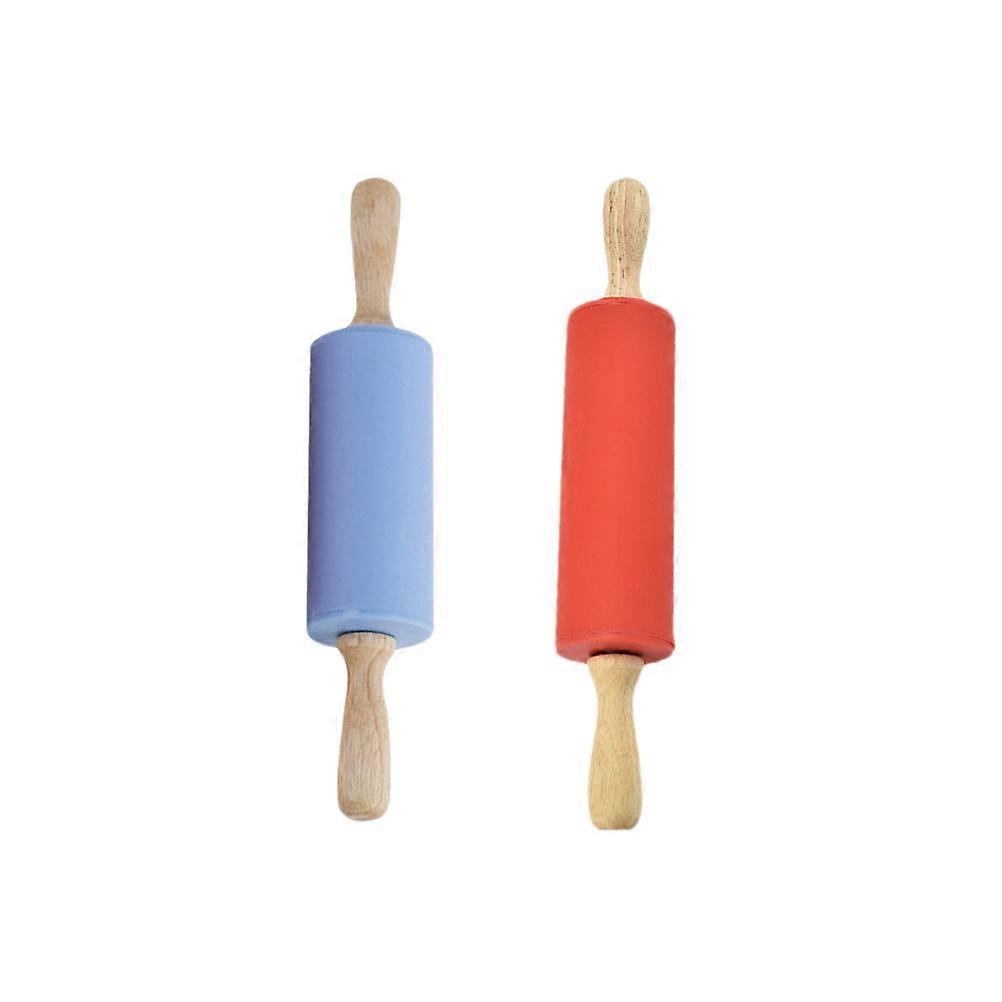 Dough Pastry Roller Wood and Silicone for Professional Use in Bakeries Red 2Set