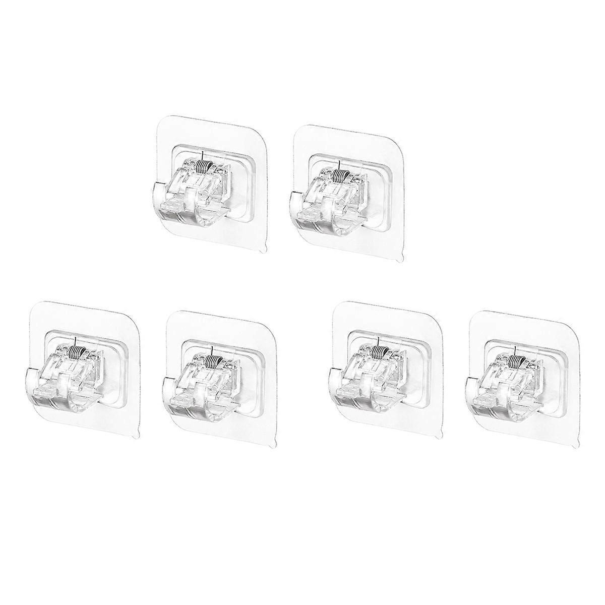 No Drill Curtain Rod Brackets Set, 6-Piece Adjustable Adhesive Curtain Rod Holders