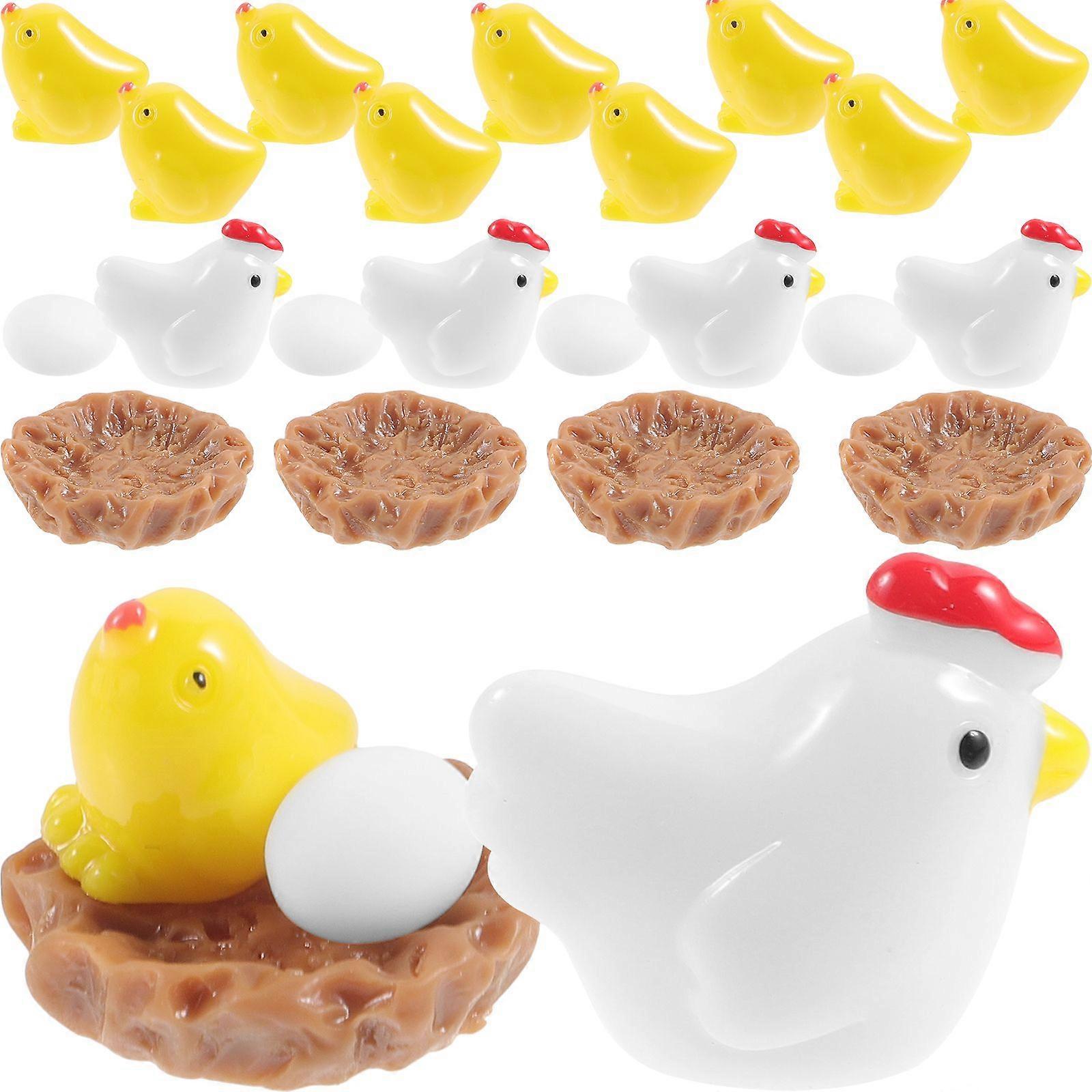 25pcs Life-like Landscape Model Chicken Simulation Scenery Model Egg Adornment