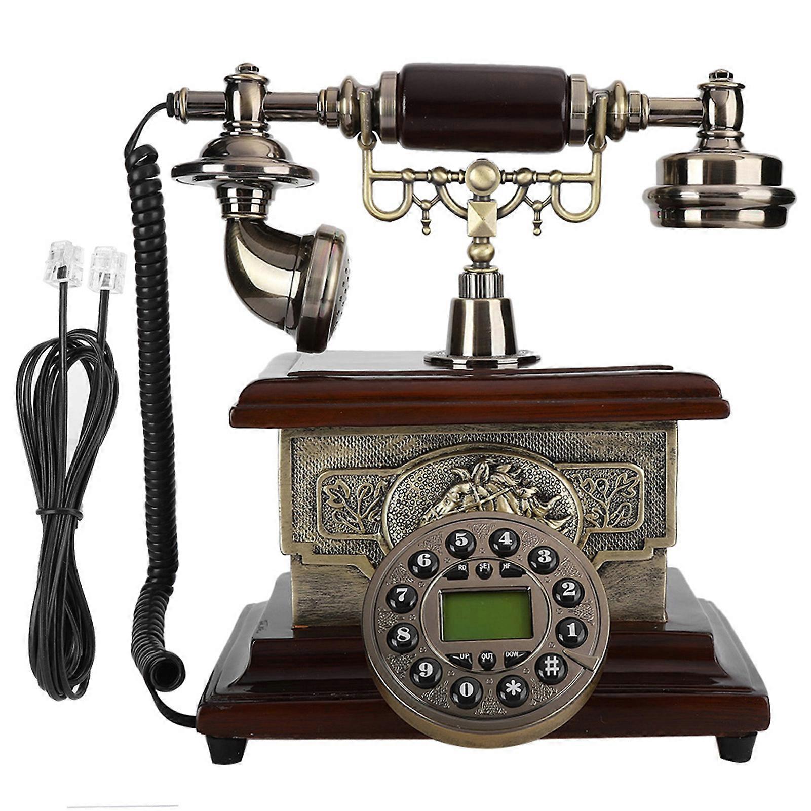 Retro Antique Vintage Desk Telephone with Caller ID and Rotary Dial, Landline for Home, Office or Hotel
