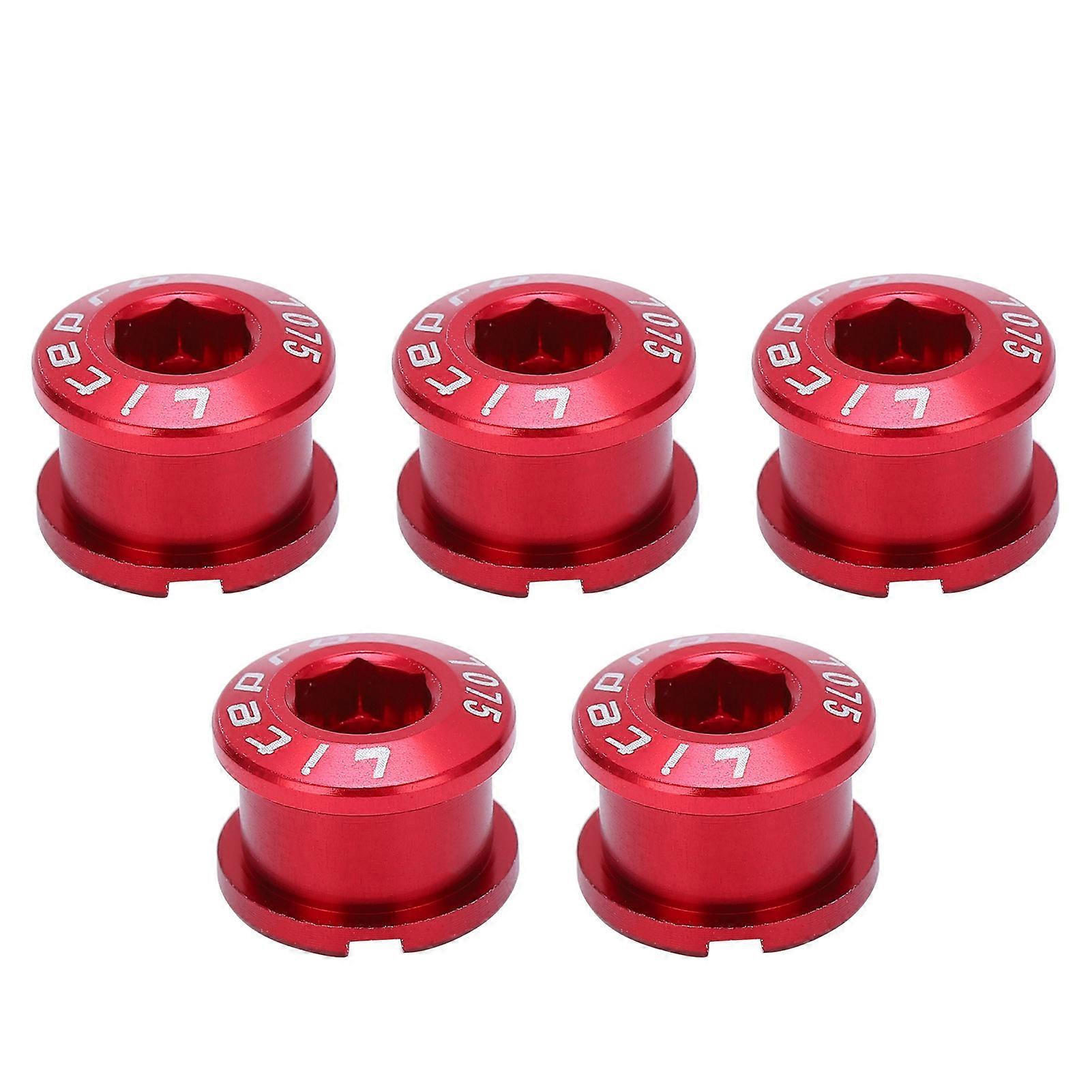 Lot de 5 boulons de plateau simple, écrous de pédalier, vis de roue de chaîne en alliage d'aluminium pour VTT, rouge