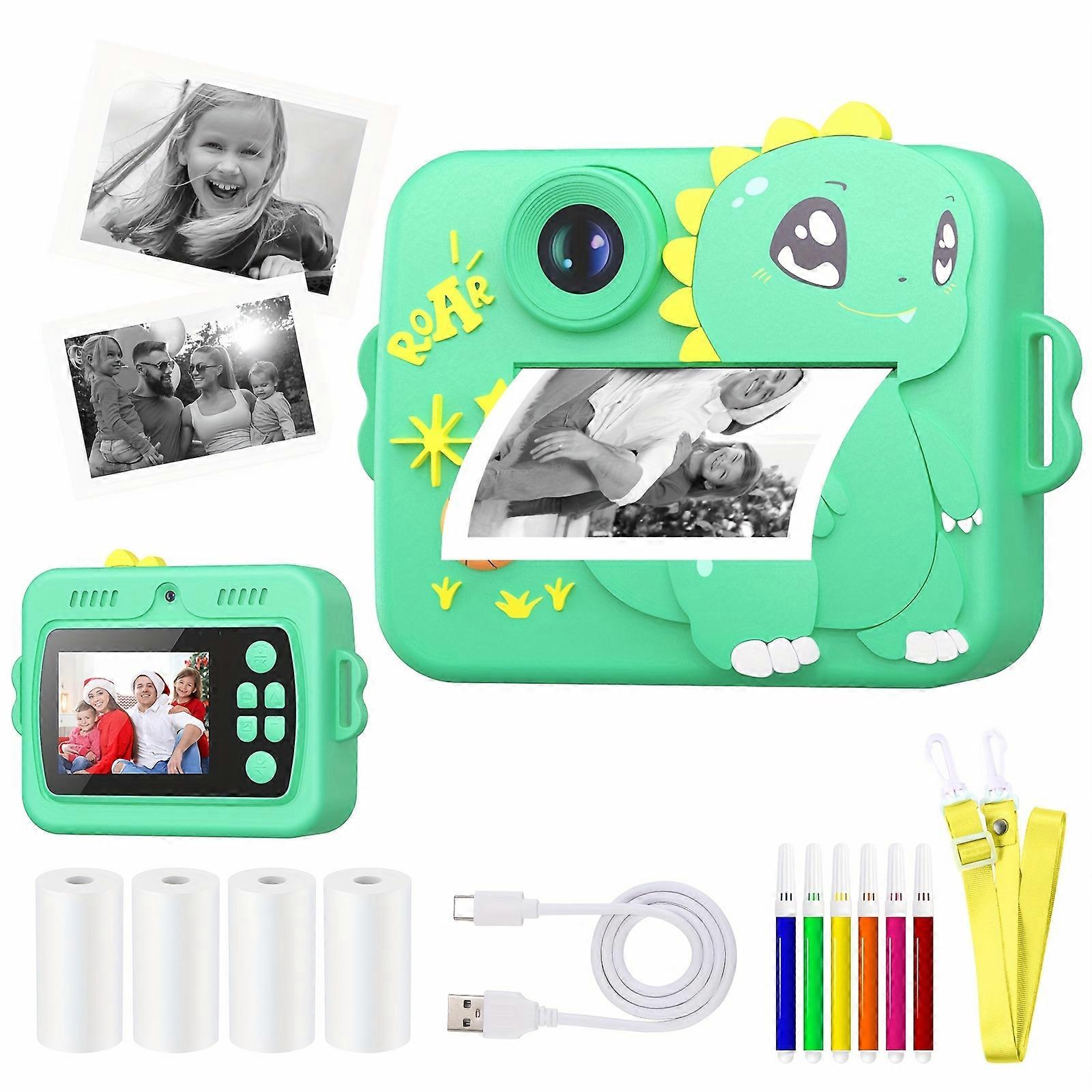 Digital Camera Kids Direct Print Camera Dual 1080P HD Camera Green