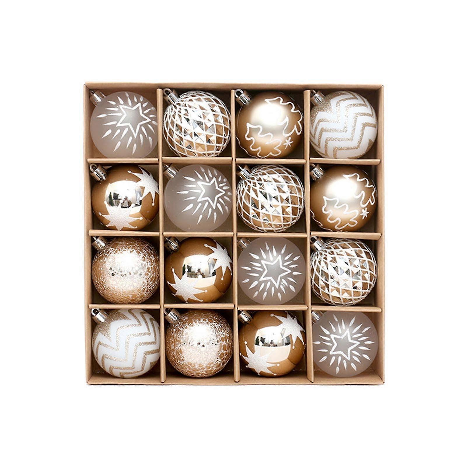 Shatterproof Christmas Ornament Collection in White and Gold for Tree Decoration, Elegant Design, Durable Material