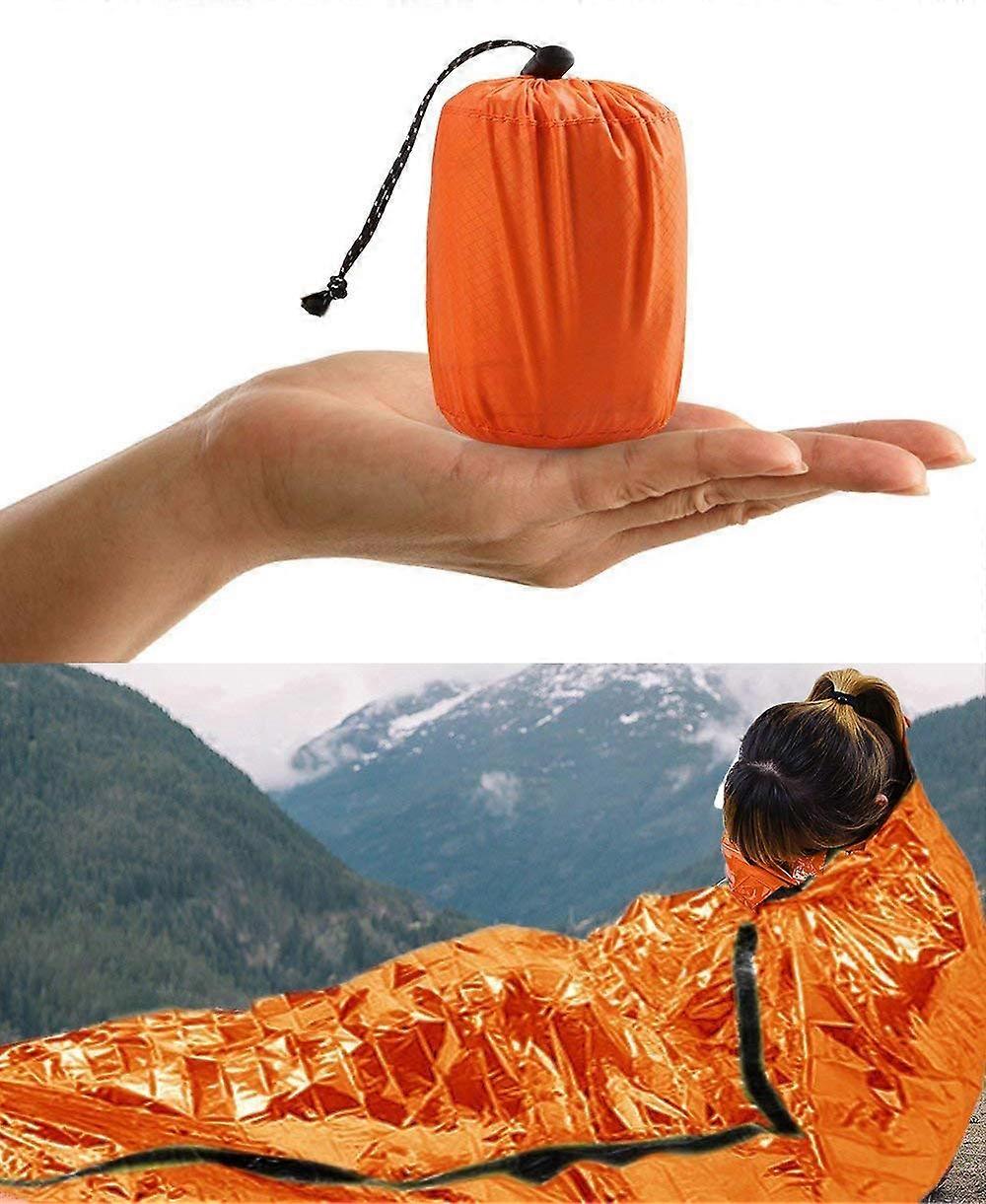 Emergency Bivy Sack Ultralight Waterproof Blanket With Reflective Lining Cold Weather Protection Signal Whistle Orange