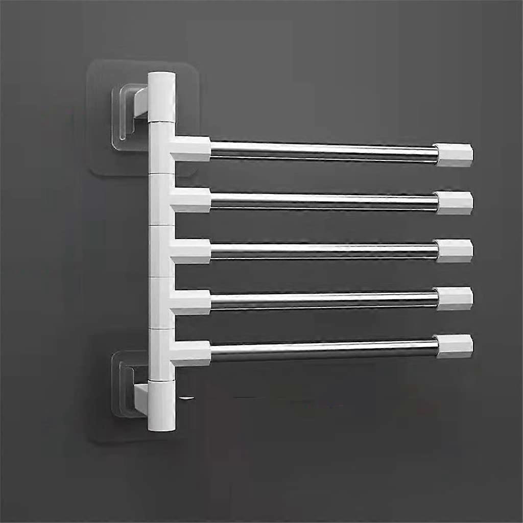 Bathroom Towel Rack Rotating 2/3/4/5 Bar Wall Mounted (Color : D)