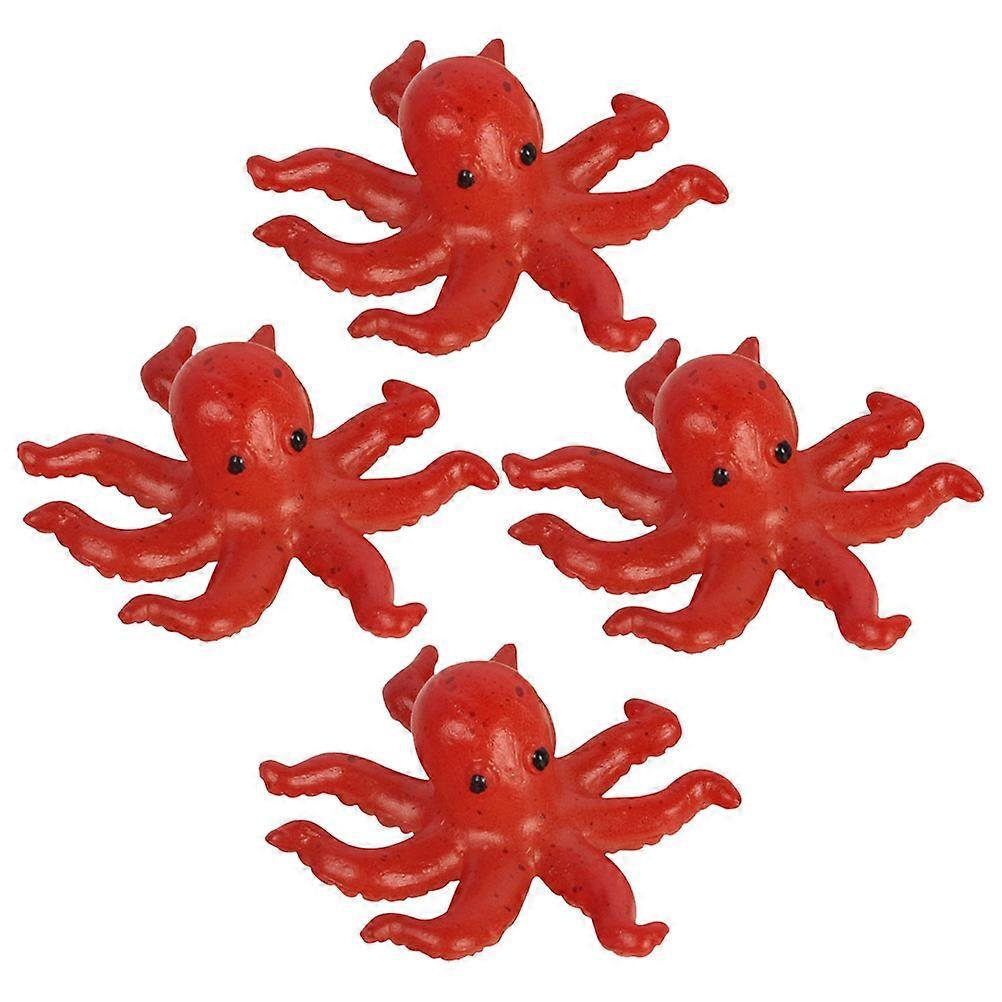 4pcs Miniature Realistic Octopus Models Durable Decor for Home, Office & Outdoor Tables Educational Toy and Plaything