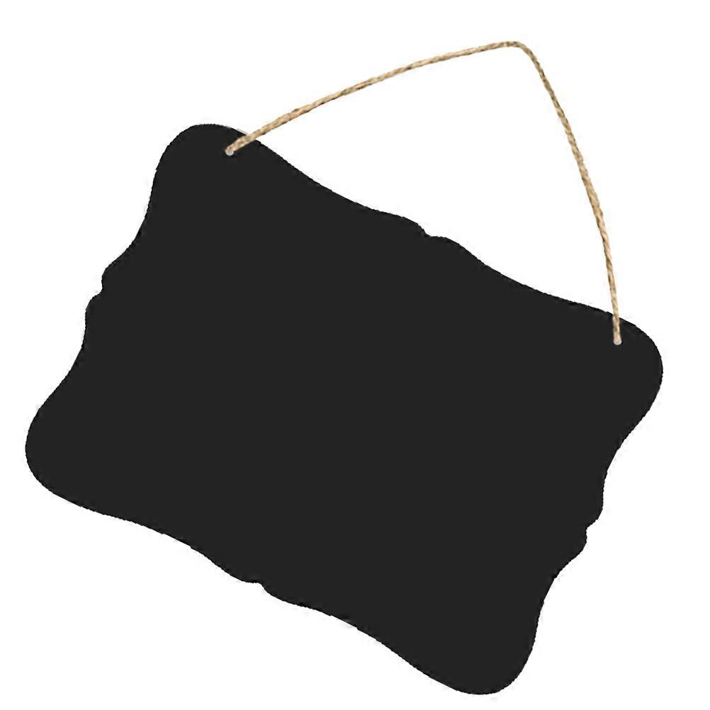 Wood Hanging Blackboard Double-Sided Message Board Home Decoration Black 23x17cm 0.2cm Thickness Linen Rope 2Pcs
