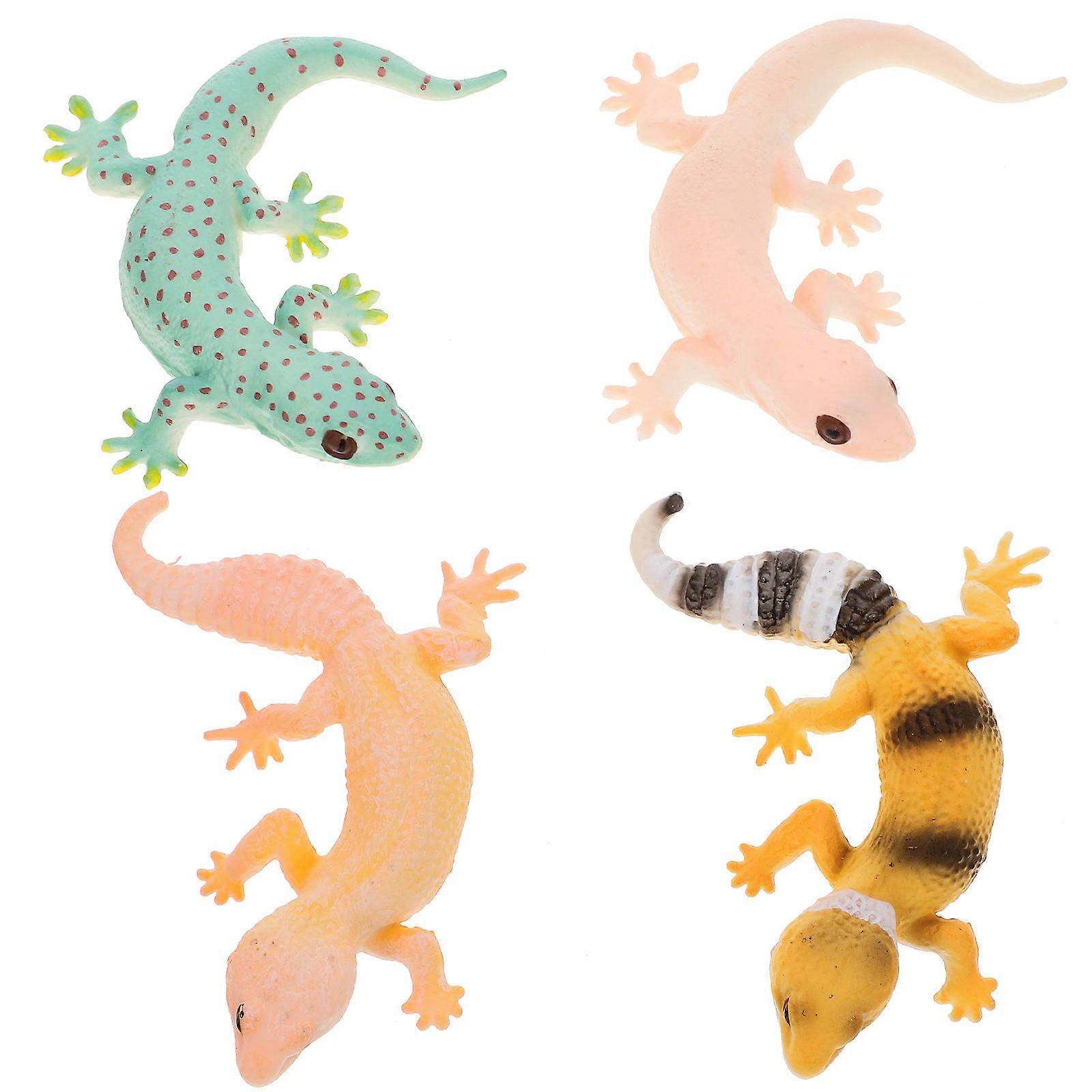 Lizard Figurine Animal Toys Decoration Lizard Shape Plastic Material Garden Wildlife Theme Party 4Pcs