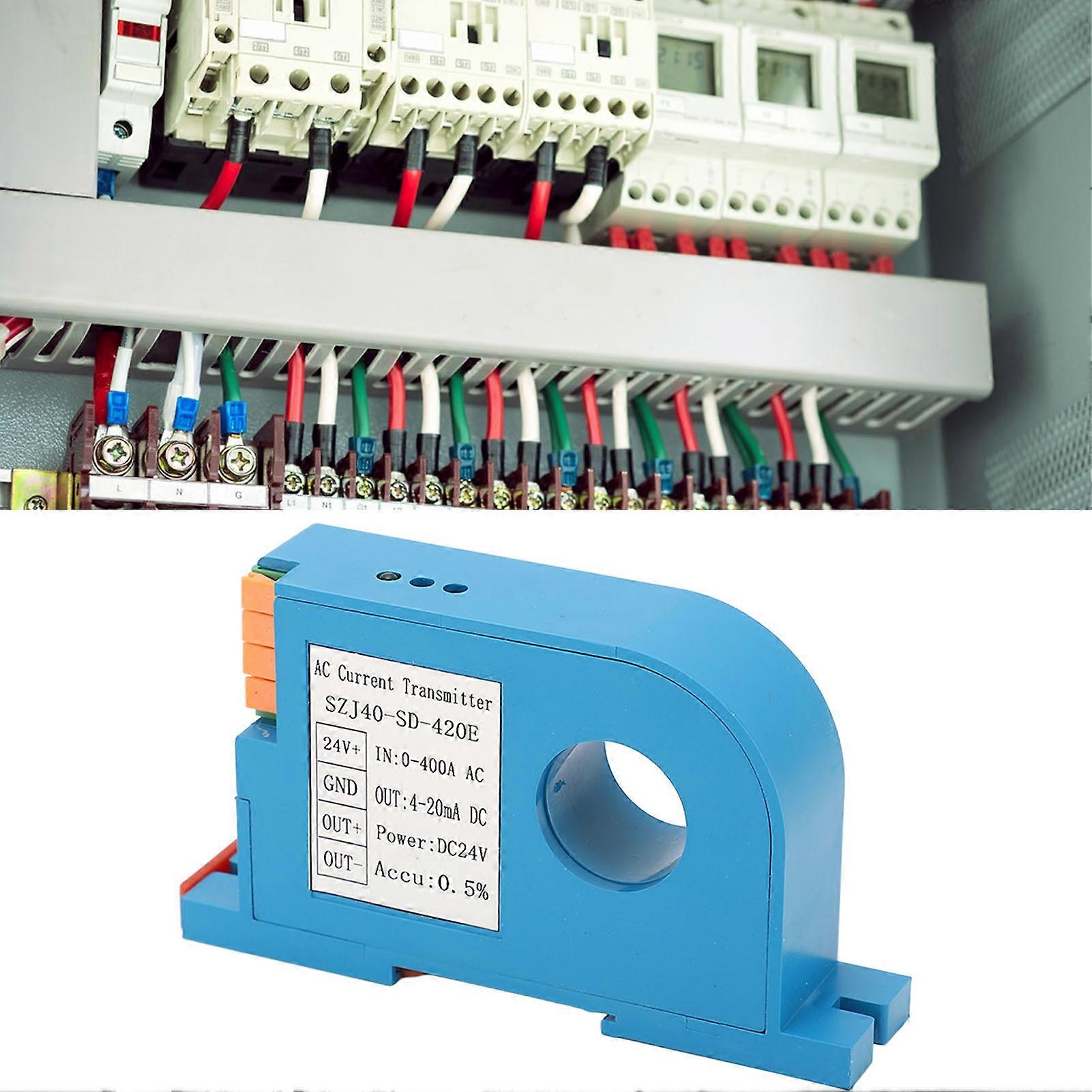 AC Current Transmitter 4‑20mA Output Single Phase AC Current Transducer Sensor for PLC Control 